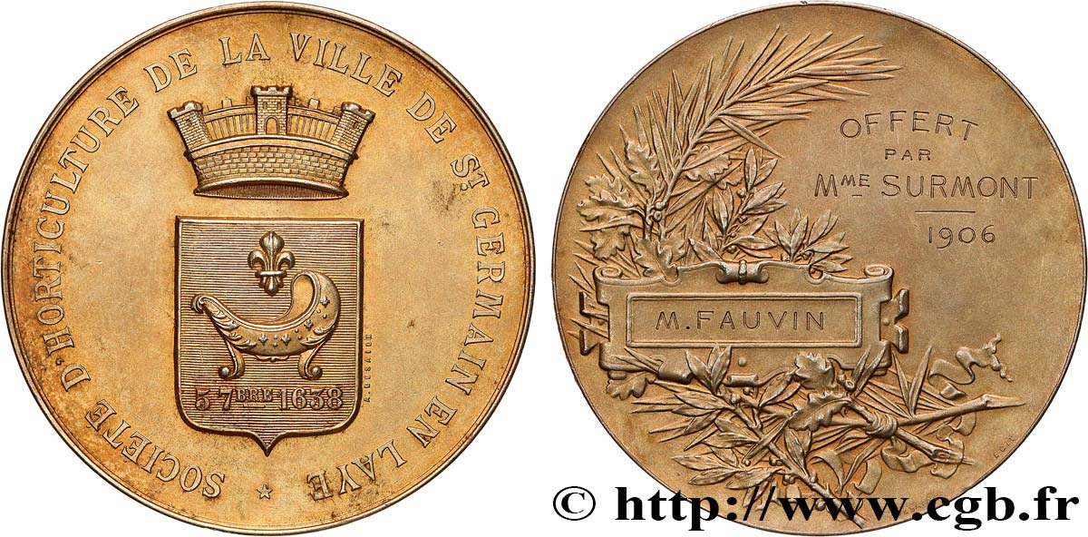 TROISIÈME RÉPUBLIQUE Médaille de récompense, Société d’horticulture SUP