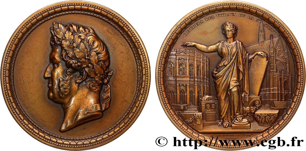 LOUIS-PHILIPPE Ier Médaille, Concours des vitraux de la Saint Chapelle, refrappe TTB+/SUP