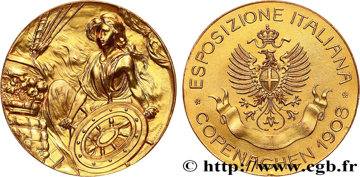 DANEMARK - ROYAUME DE DANEMARK - FRÉDÉRIC VIII Médaille, Exposition italienne de Copenhague SUP
