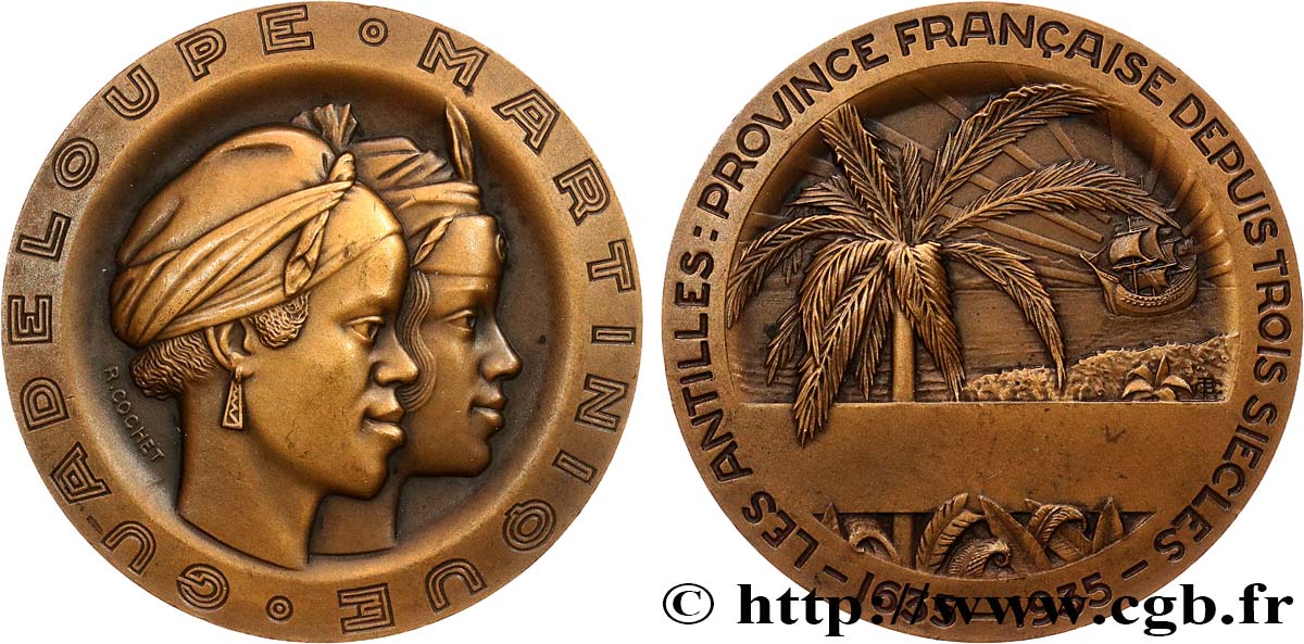ANTILLES FRANÇAISES Médaille, Tri-centenaire des Antilles, Guadeloupe et Martinique SUP