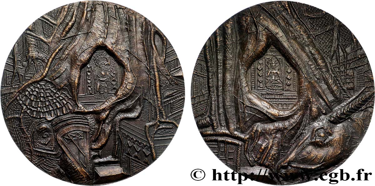 V REPUBLIC Médaille, Entre bouddhisme et Hindouisme, Angkor MS