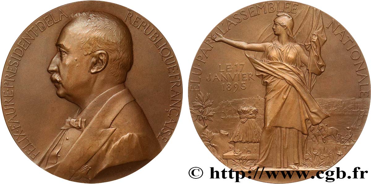 III REPUBLIC Médaille, Élection de Félix Faure AU
