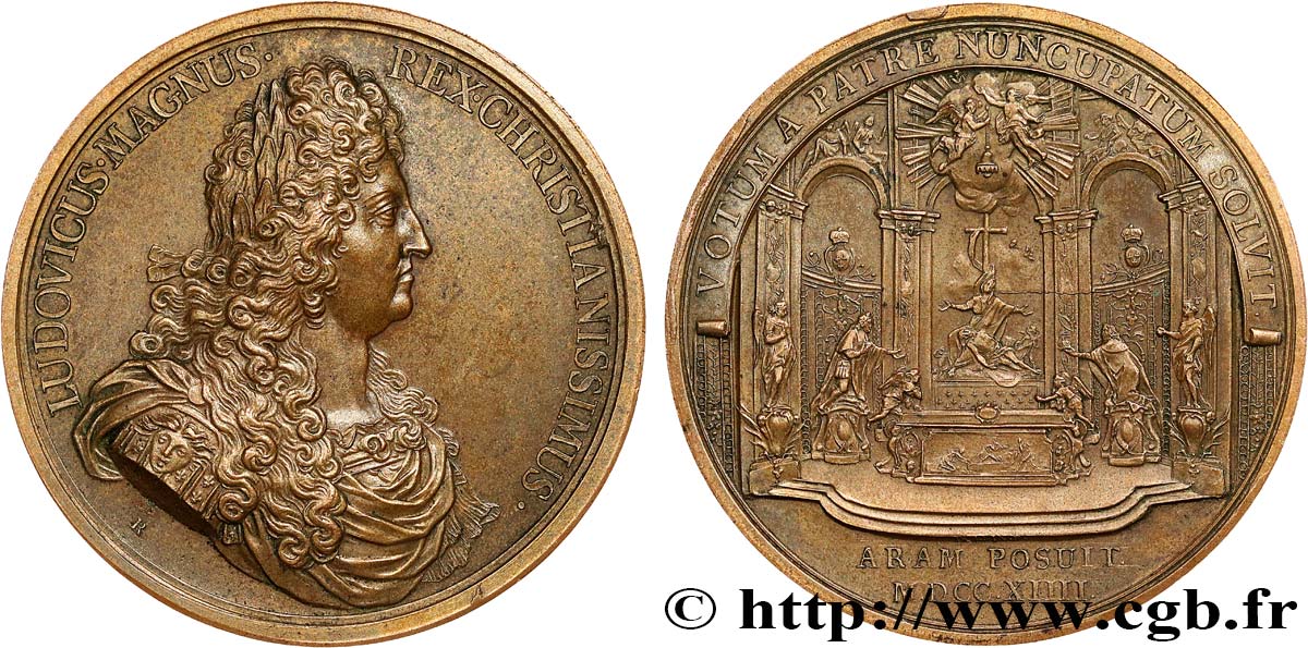 LOUIS XIV  THE SUN KING  Médaille, Consécration de l’autel de Notre Dame de Paris, refrappe EBC