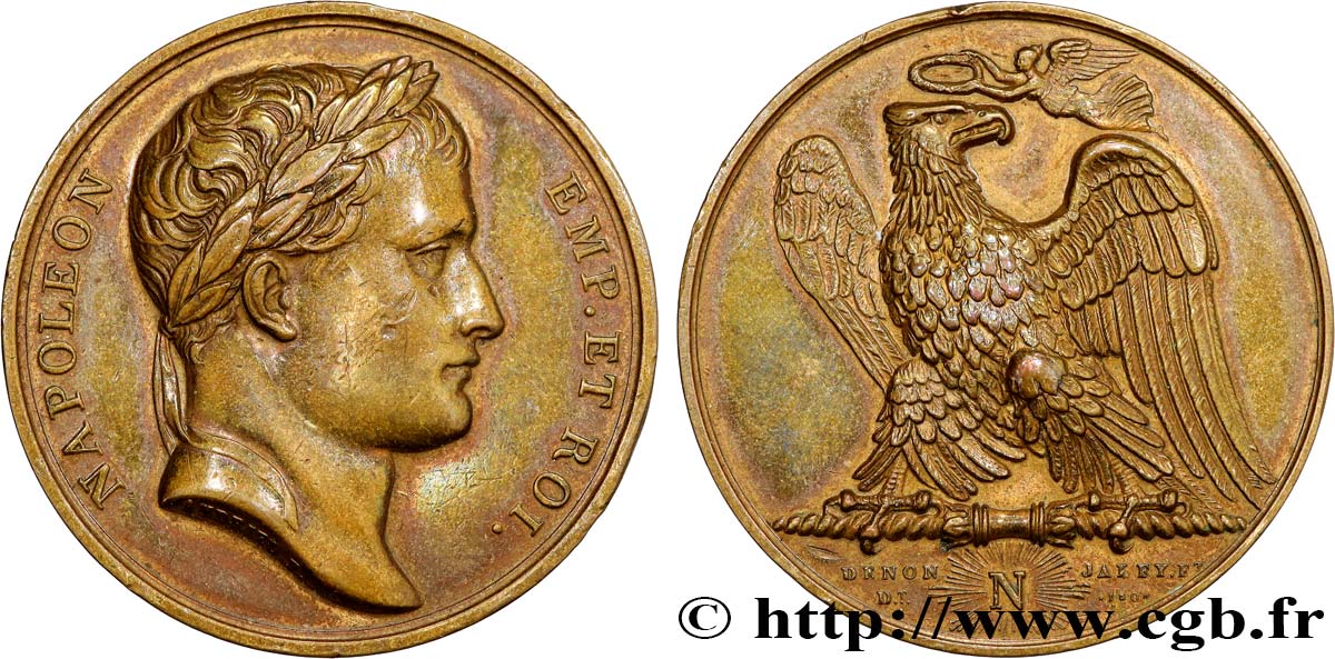 PREMIER EMPIRE Médaille, Napoléon Empereur et Roi, refrappe TTB
