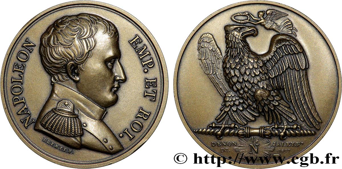 PREMIER EMPIRE Médaille, Napoléon Empereur et Roi, refrappe SUP
