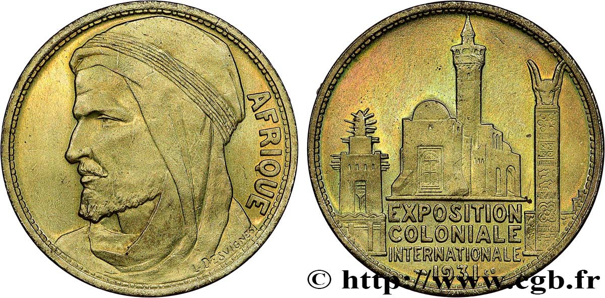 TROISIÈME RÉPUBLIQUE Médaille, Exposition Coloniale Internationale - Afrique SUP