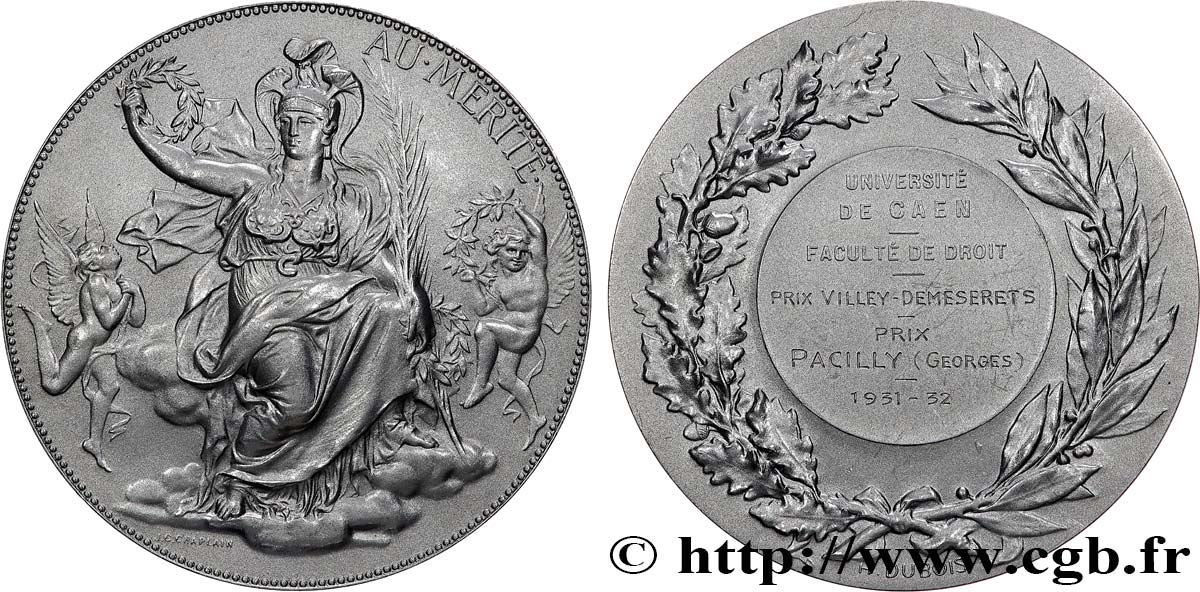 TROISIÈME RÉPUBLIQUE Médaille, Université de Caen, Faculté de droit SUP
