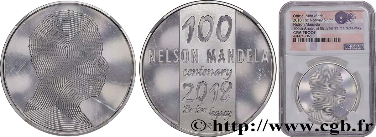 AFRIQUE DU SUD Médaille, Nelson Mandela, 100e anniversaire FDC
