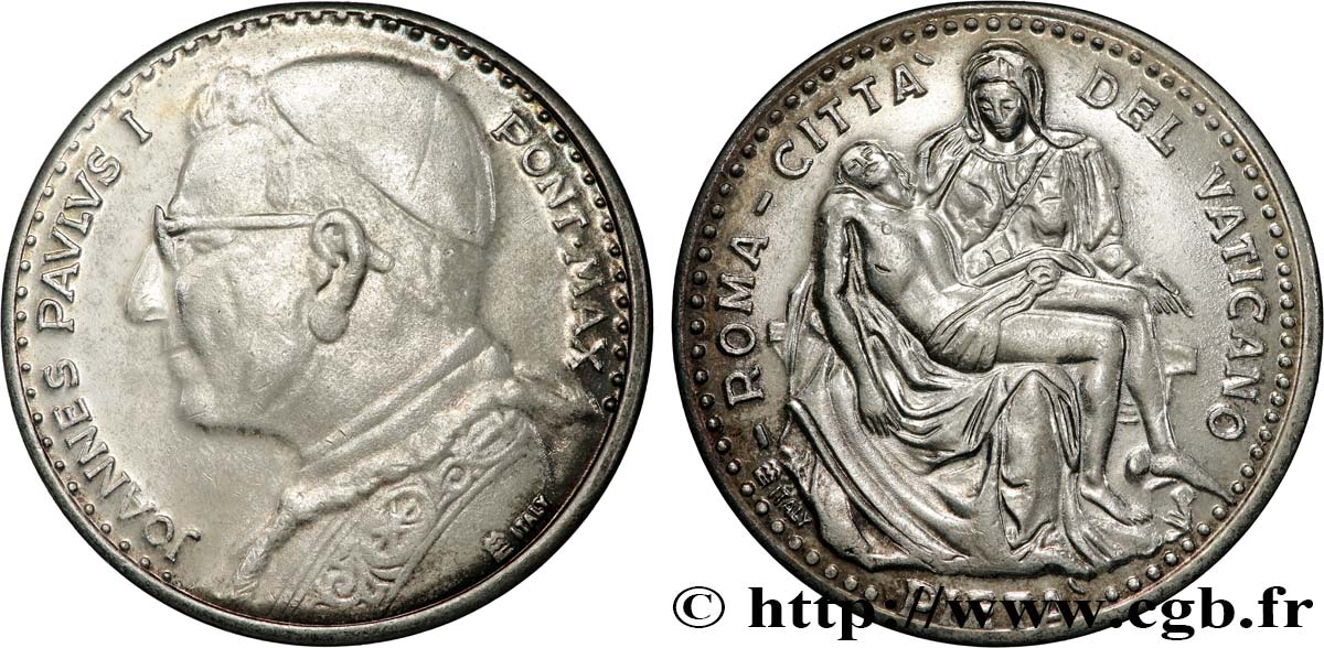 VATICAN ET ÉTATS PONTIFICAUX Médaille, Jean-Paul Ier, Pieta du Vatican TTB+