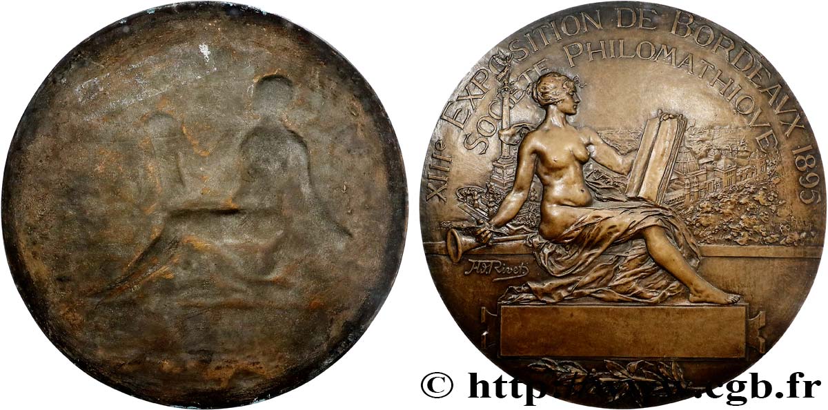 TROISIÈME RÉPUBLIQUE Plaque, Fonte, 13e exposition, Société de philomathique TTB+