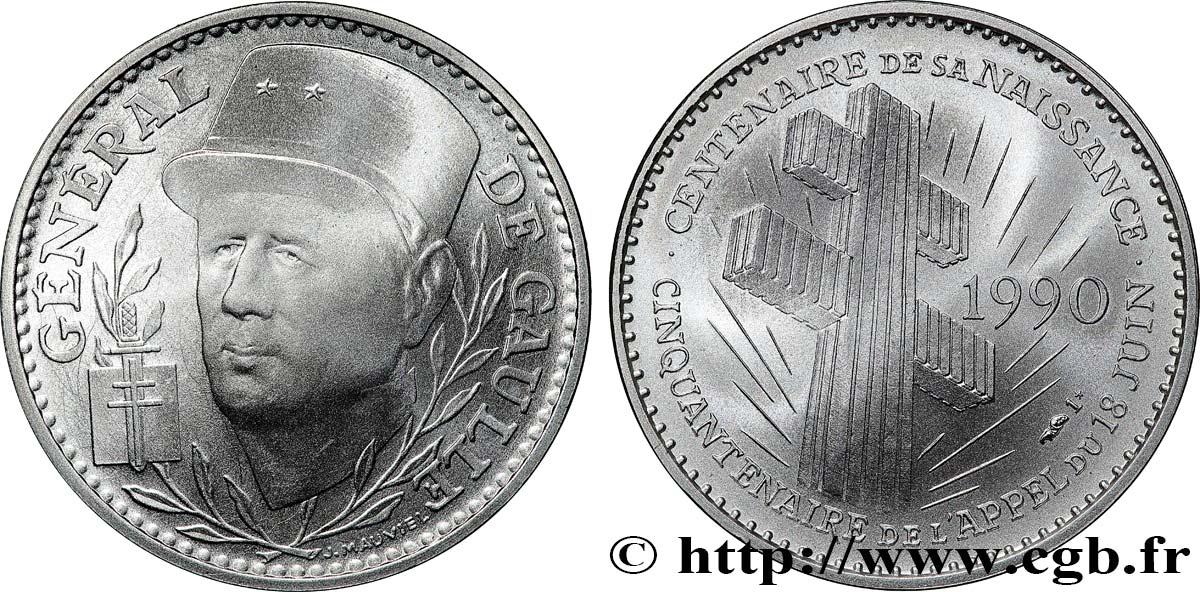 FUNFTE FRANZOSISCHE REPUBLIK Médaille, Centenaire de la naissance du Général de Gaulle fST