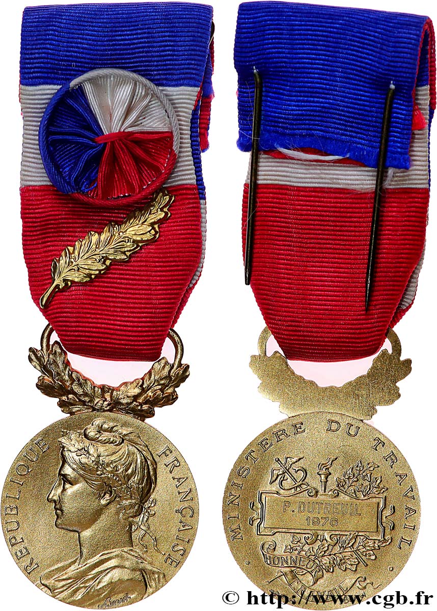 CINQUIÈME RÉPUBLIQUE Médaille d’honneur du Travail, Ministère du Travail, Or SUP