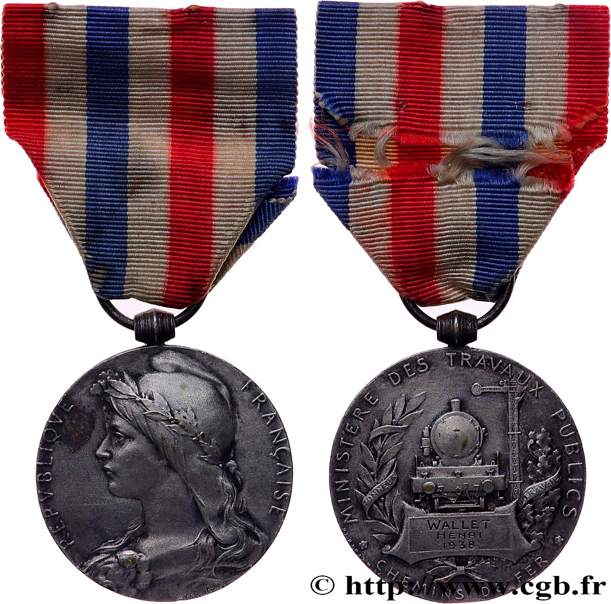TROISIÈME RÉPUBLIQUE Médaille des Chemins de Fer, Ministère des travaux publics TTB+