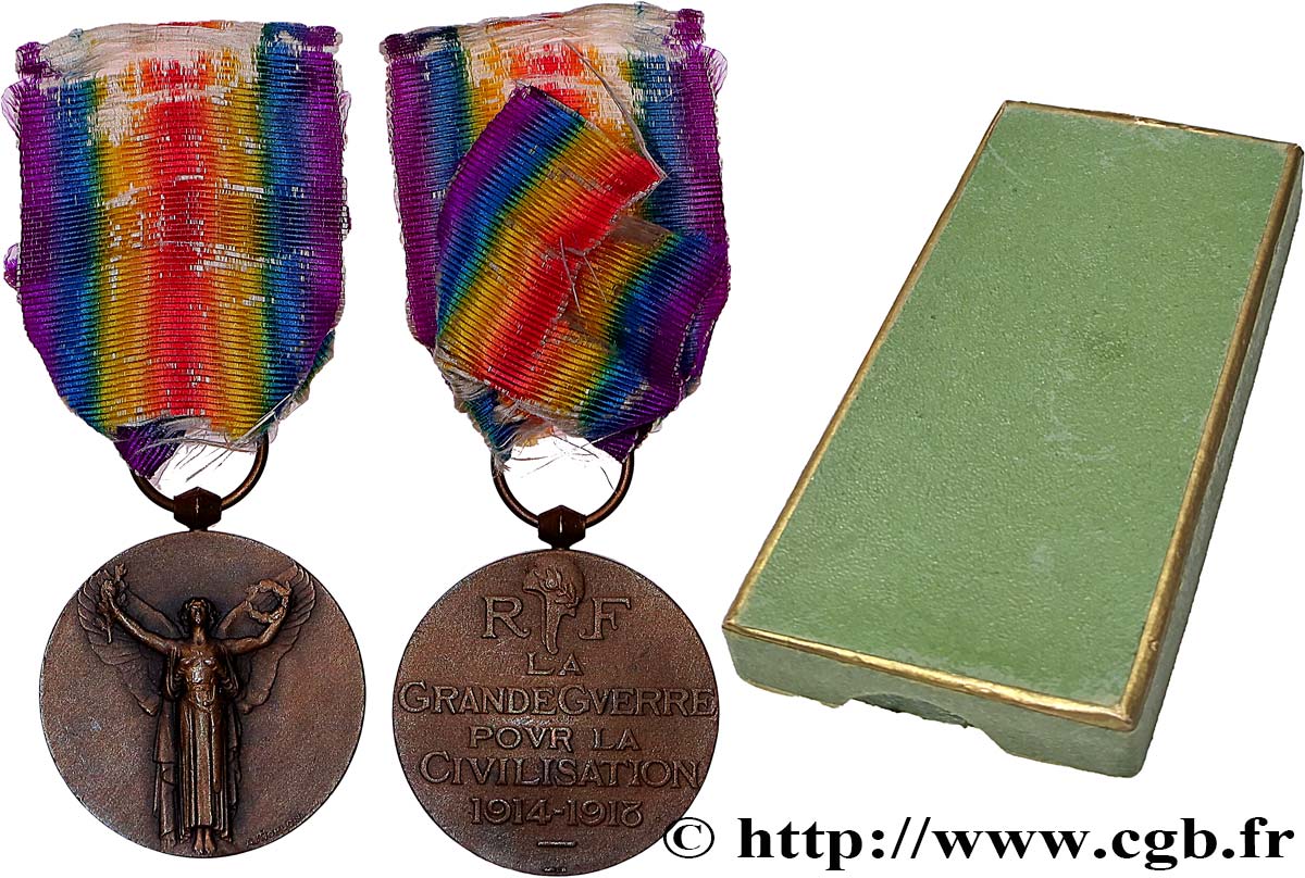 TROISIÈME RÉPUBLIQUE Médaille commémorative interalliée de la Victoire, Grande Guerre 1914-1918 TTB