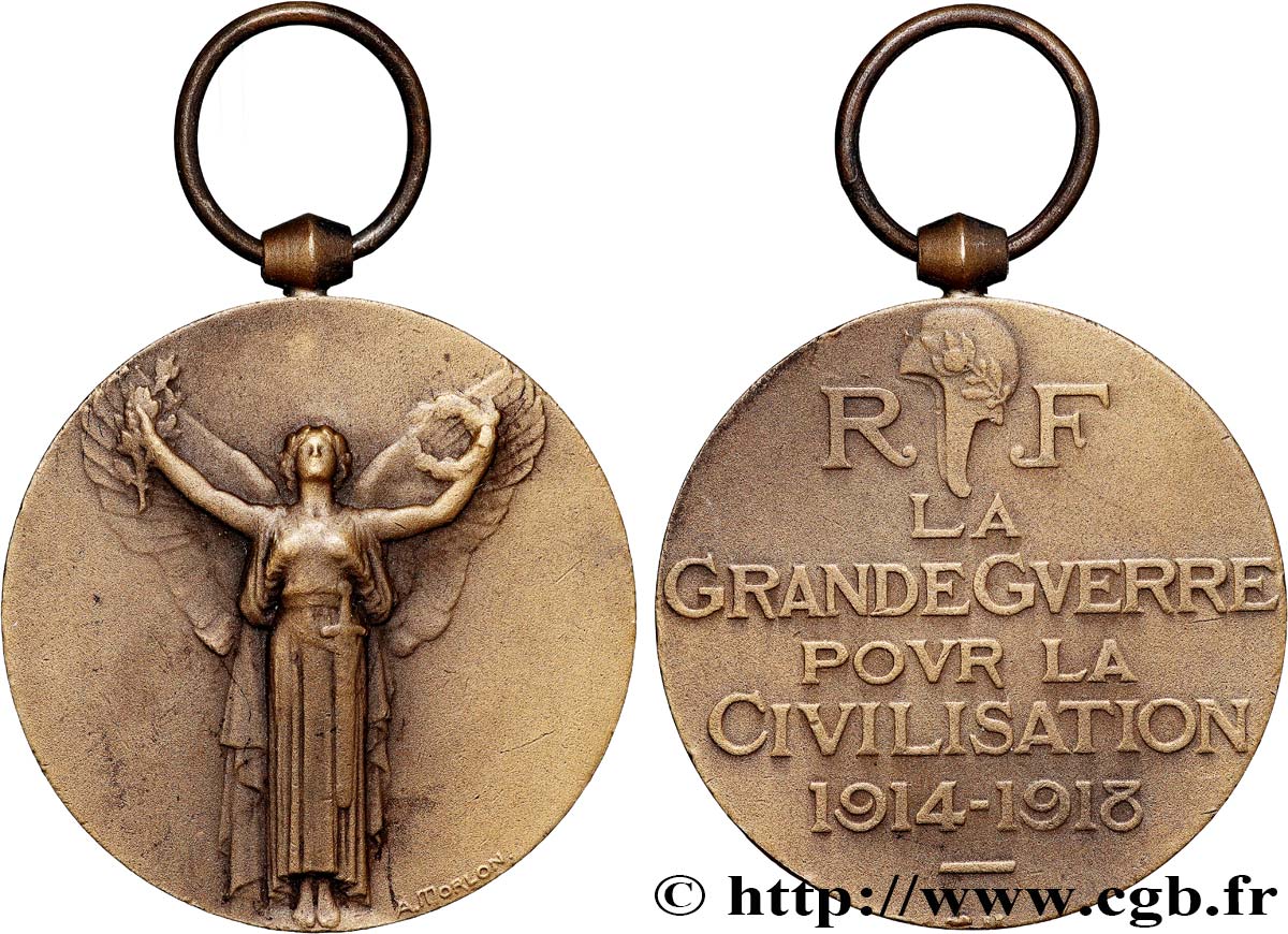 TROISIÈME RÉPUBLIQUE Médaille commémorative interalliée de la Victoire, Grande Guerre 1914-1918 TTB