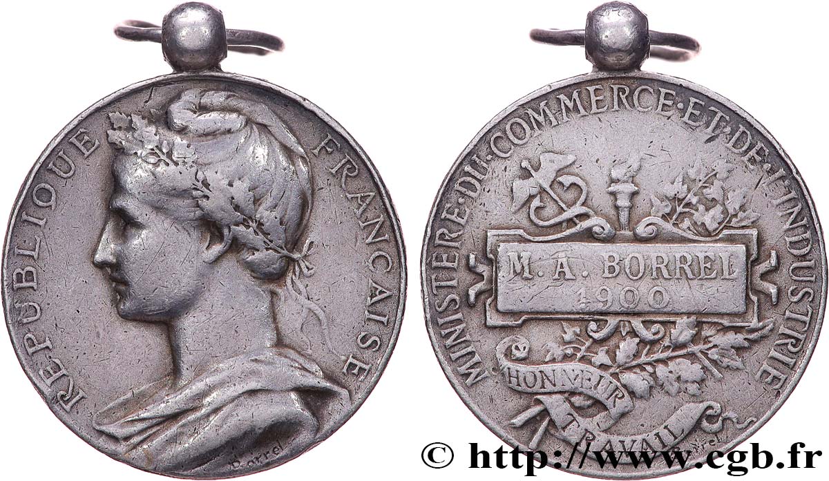 Médaille du Travail Commerce Industrie.Borrel. Argent. 1897