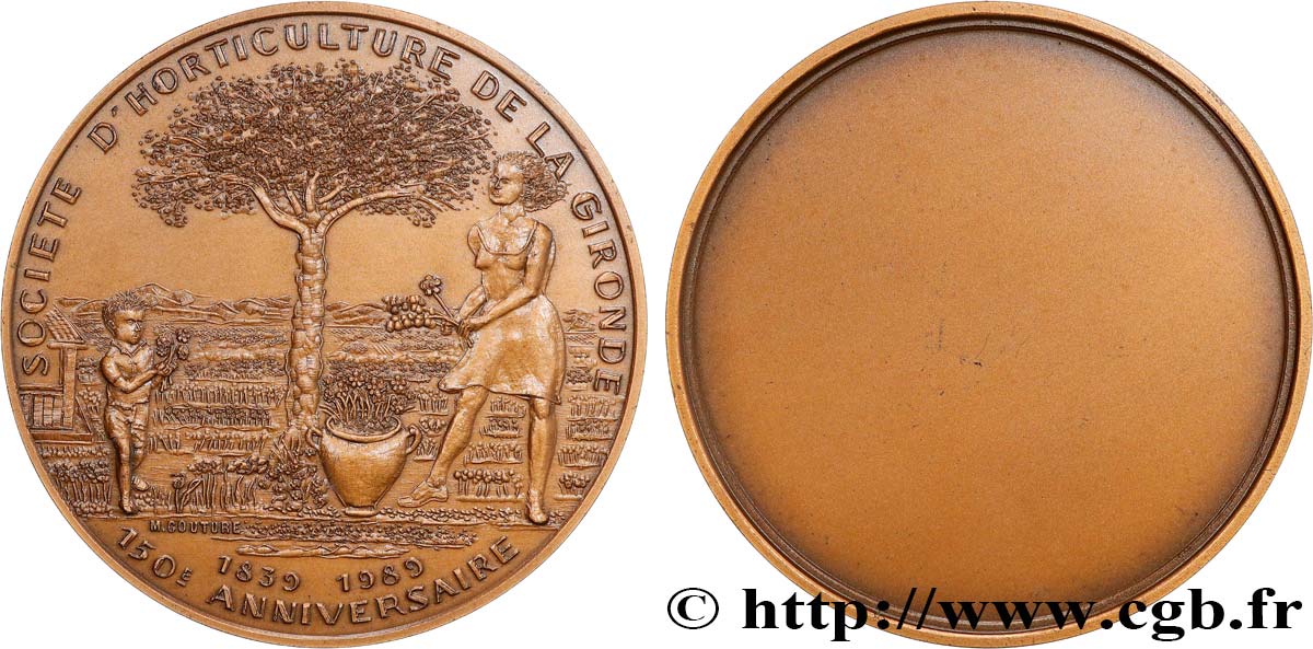 CINQUIÈME RÉPUBLIQUE Médaille, 150e anniversaire de la Société d’horticulture de la Gironde SUP