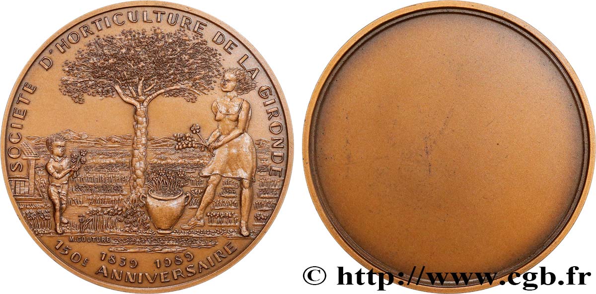 CINQUIÈME RÉPUBLIQUE Médaille, 150e anniversaire de la Société d’horticulture de la Gironde SUP