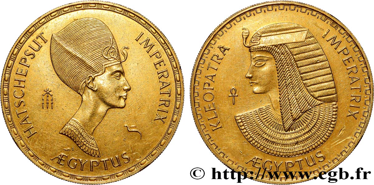 ÉGYPTE Médaille, les reines Hatchepsout et Cléopâtre TTB+