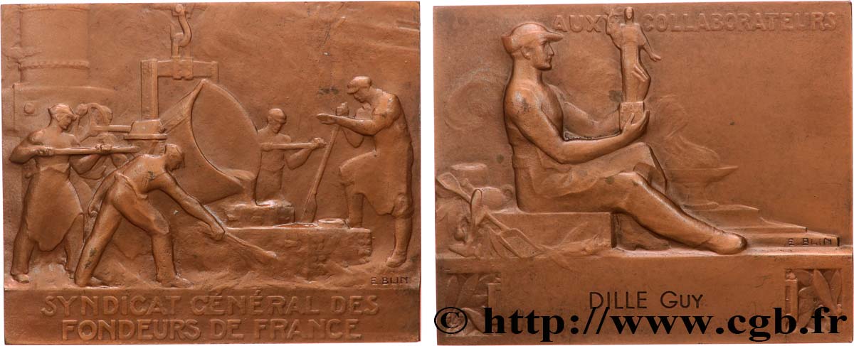 CINQUIÈME RÉPUBLIQUE Plaquette, Syndicat général des fondeurs de France TTB+