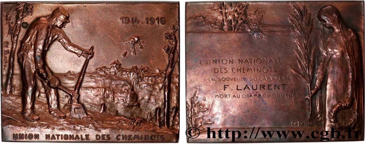 III REPUBLIC Plaquette, Union nationale des cheminots AU