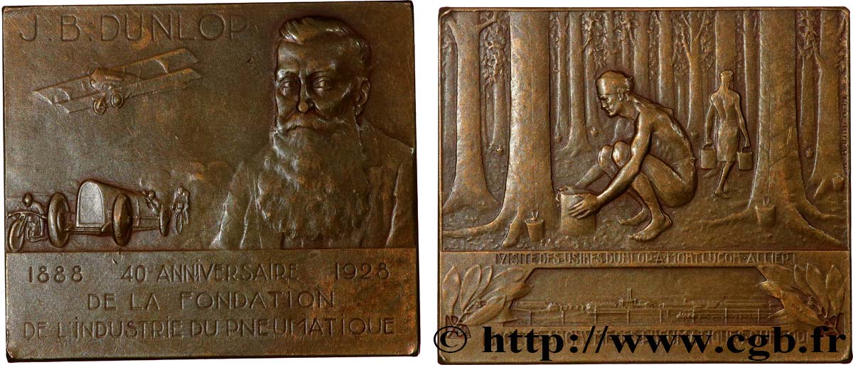 TROISIÈME RÉPUBLIQUE Plaque, John Boyd Dunlop, Visite des usines TTB+