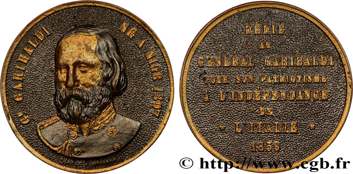 SEGUNDO IMPERIO FRANCES Médaille, Hommage à Joseph Garibaldi EBC