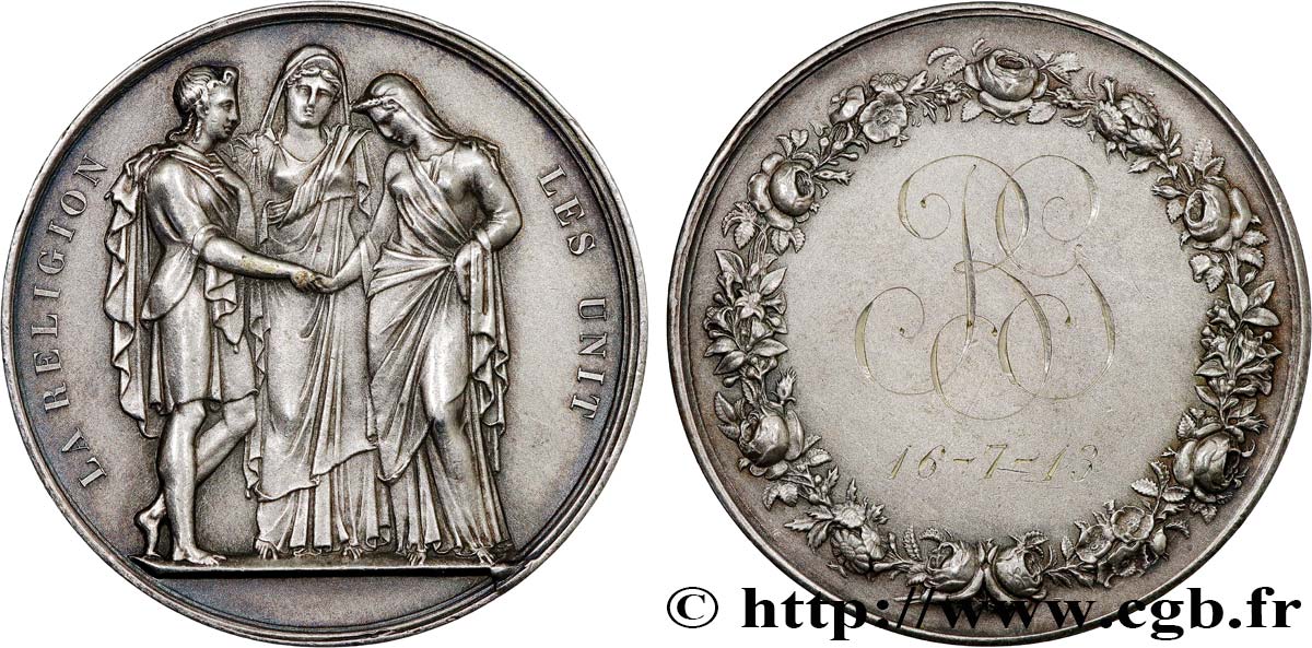 AMOUR ET MARIAGE Médaille de mariage, La Religion les unit AU