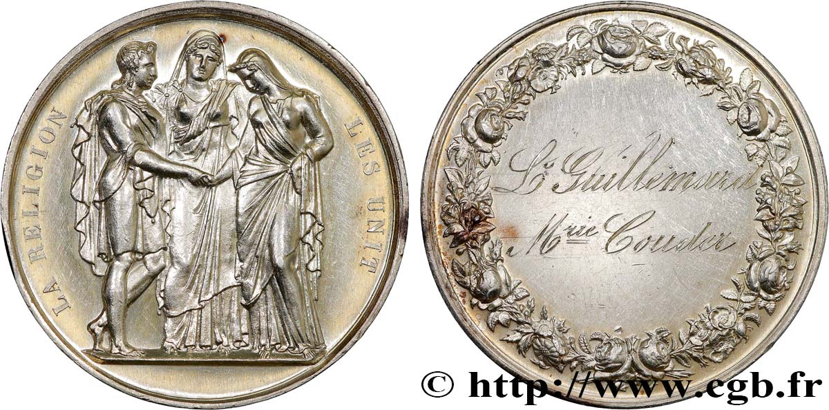 AMOUR ET MARIAGE Médaille de mariage, La Religion les unit TTB+
