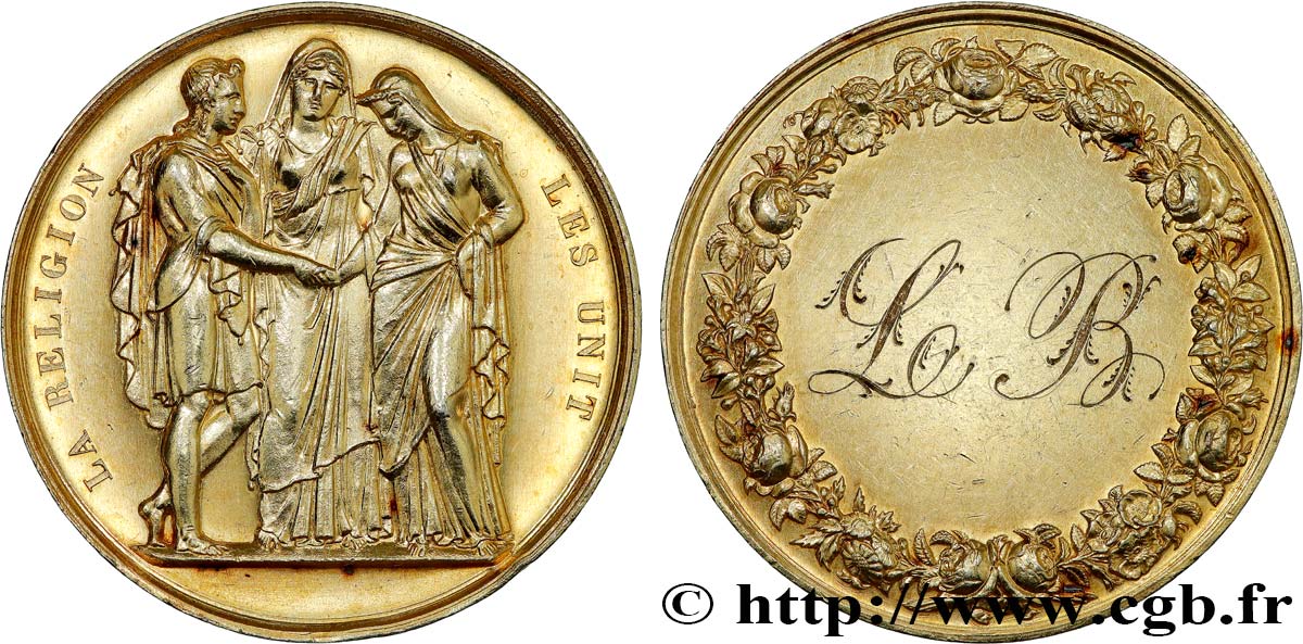LOVE AND MARRIAGE Médaille de mariage, La Religion les unit AU
