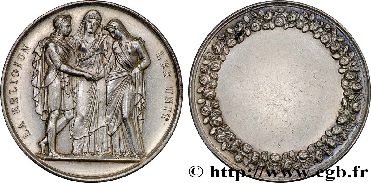 AMOUR ET MARIAGE Médaille de mariage, La Religion les unit TTB+