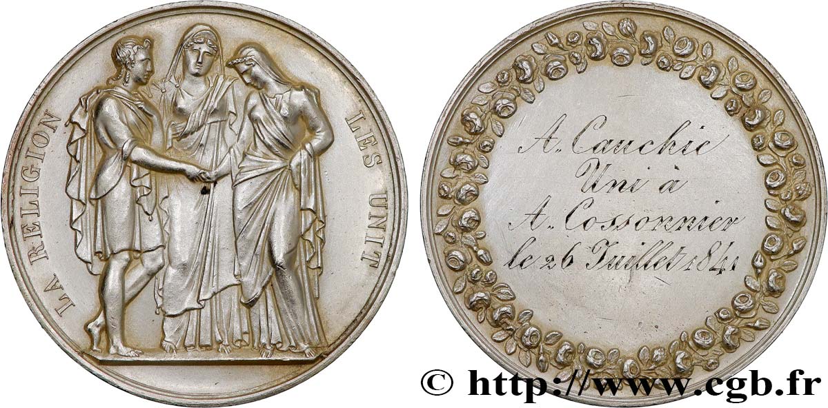 AMOUR ET MARIAGE Médaille de mariage, La Religion les unit q.SPL