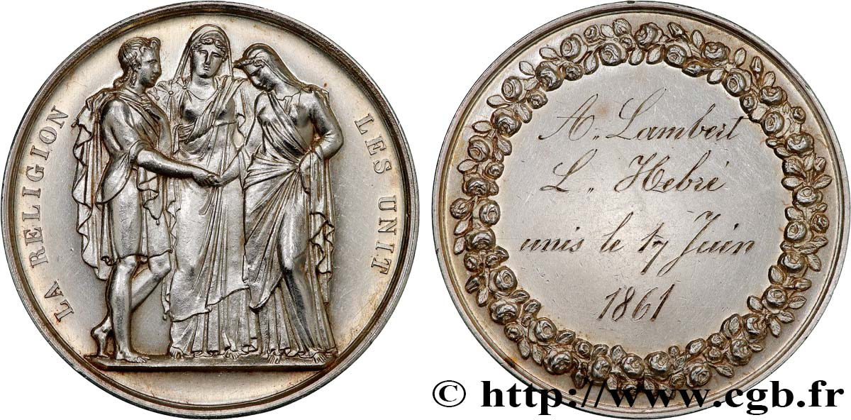 AMOUR ET MARIAGE Médaille de mariage, La Religion les unit AU/AU