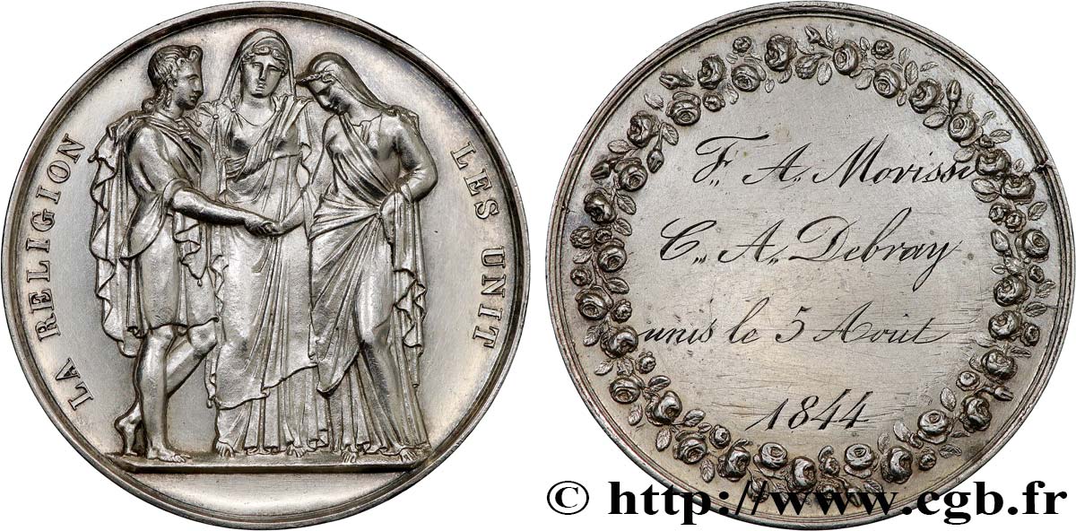 AMOUR ET MARIAGE Médaille de mariage, La Religion les unit TTB+