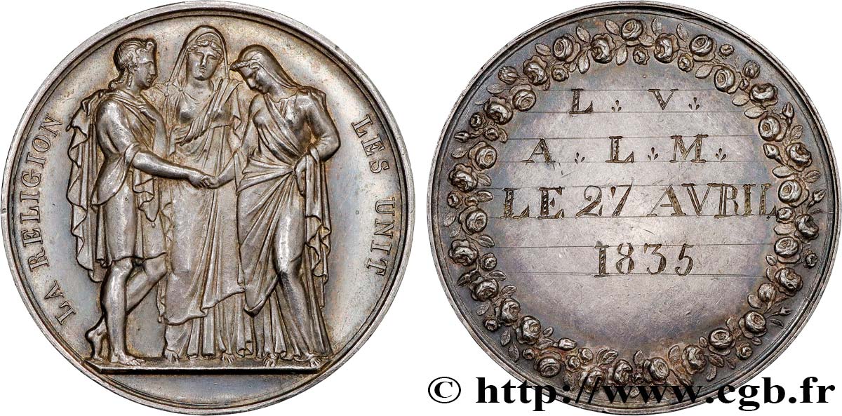 LOVE AND MARRIAGE Médaille de mariage, La Religion les unit AU