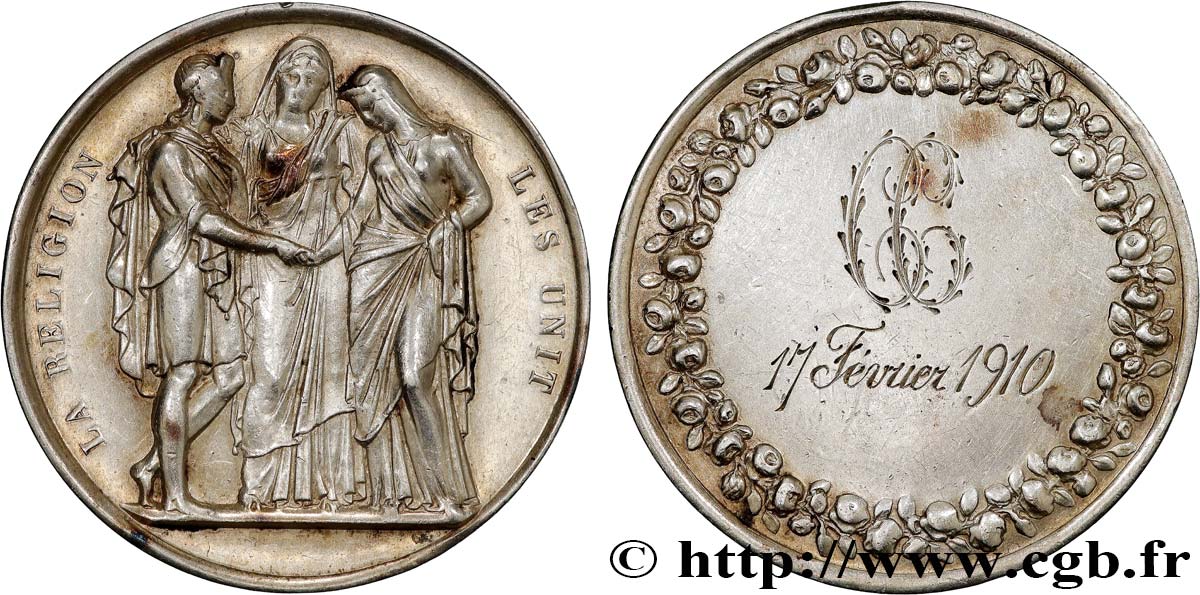 AMOUR ET MARIAGE Médaille de mariage, La Religion les unit SS