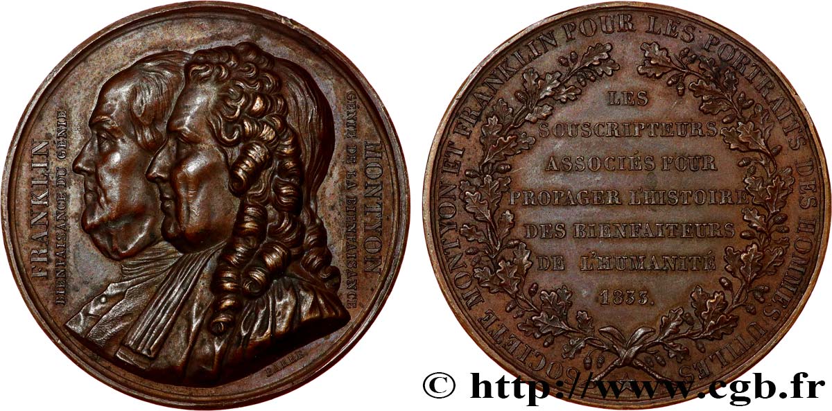 LOUIS-PHILIPPE I Médaille, Société Montyon et Franklin pour les portraits des hommes utiles AU