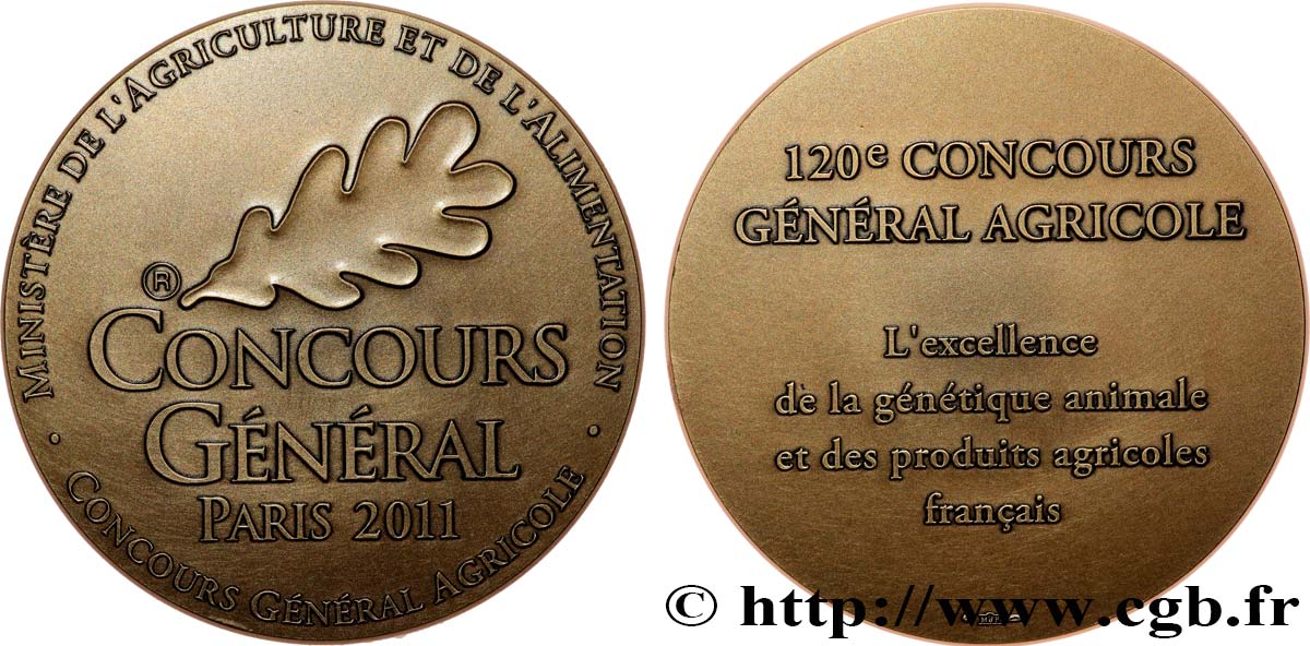 QUINTA REPUBLICA FRANCESA Médaille, Concours général agricole EBC