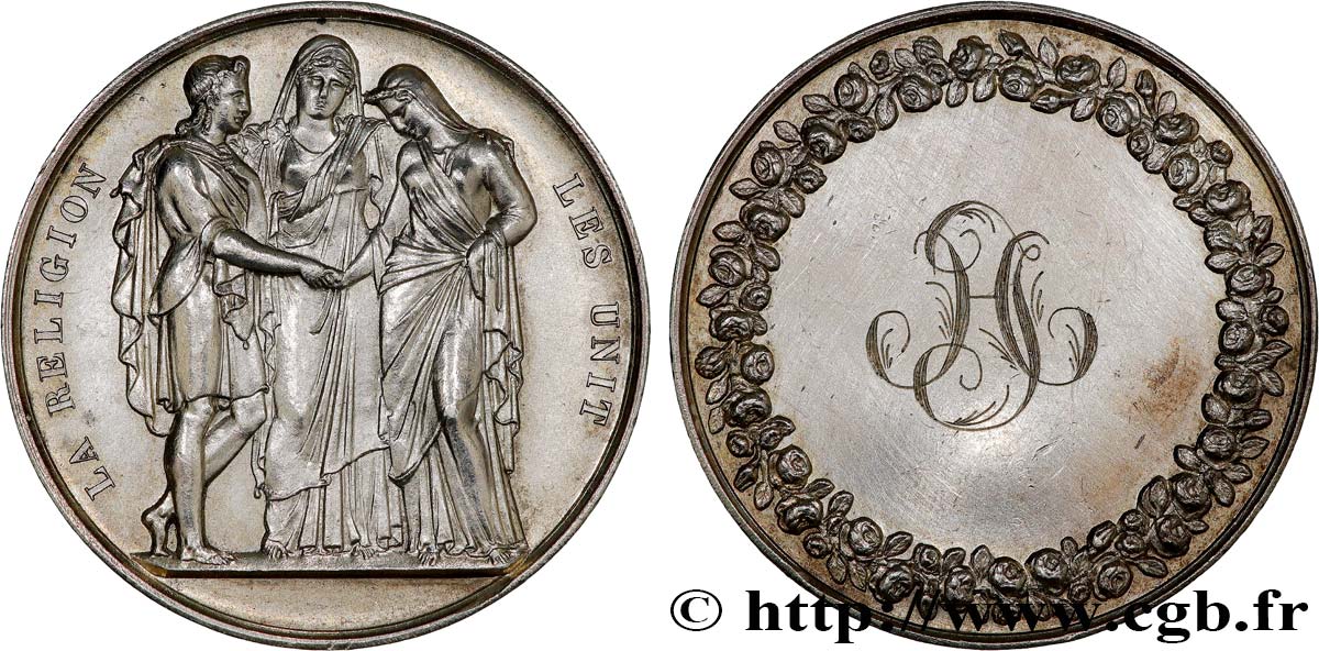 AMOUR ET MARIAGE Médaille de mariage, La Religion les unit AU