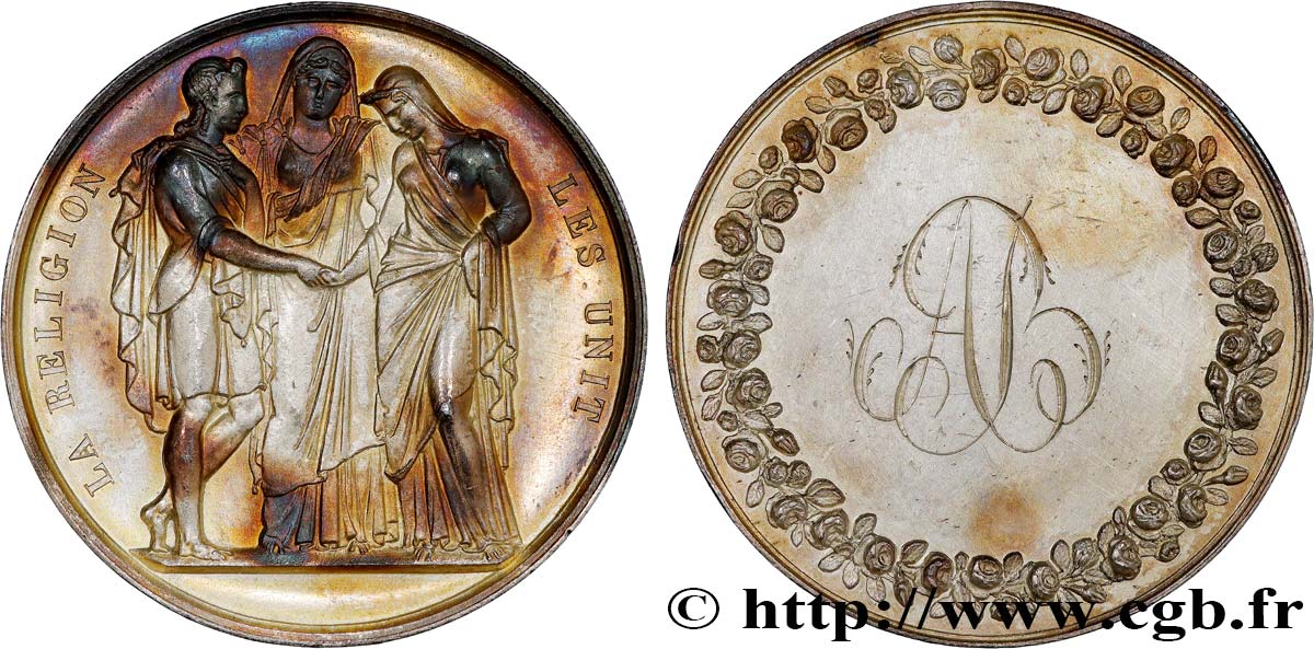 AMOUR ET MARIAGE Médaille de mariage, La Religion les unit SUP/TTB+