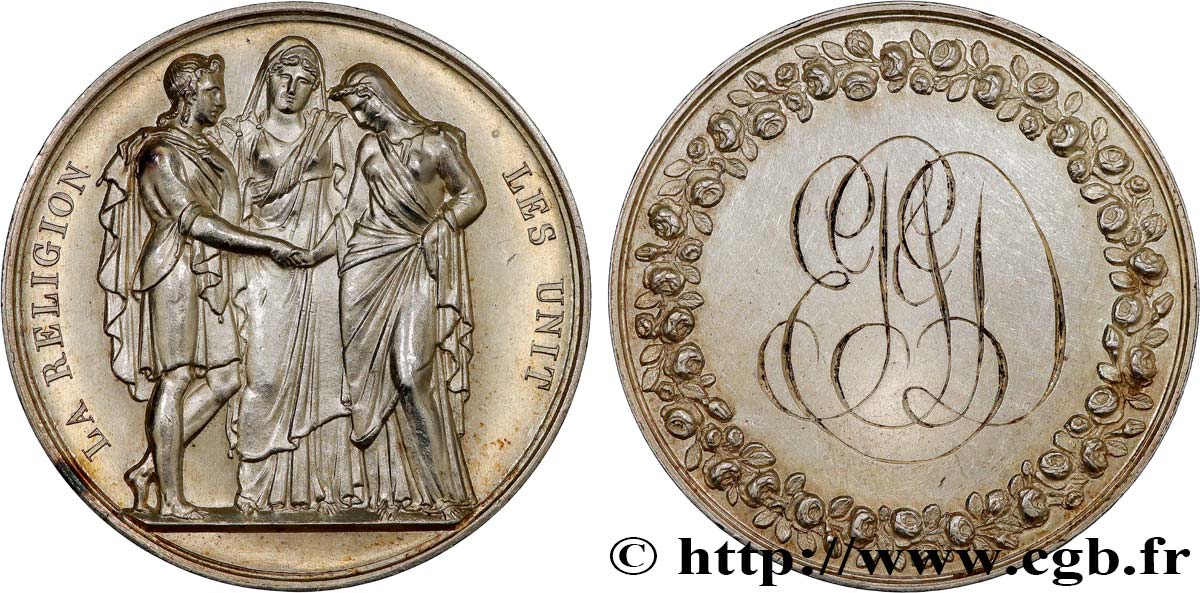 AMOUR ET MARIAGE Médaille de mariage, La Religion les unit q.SPL