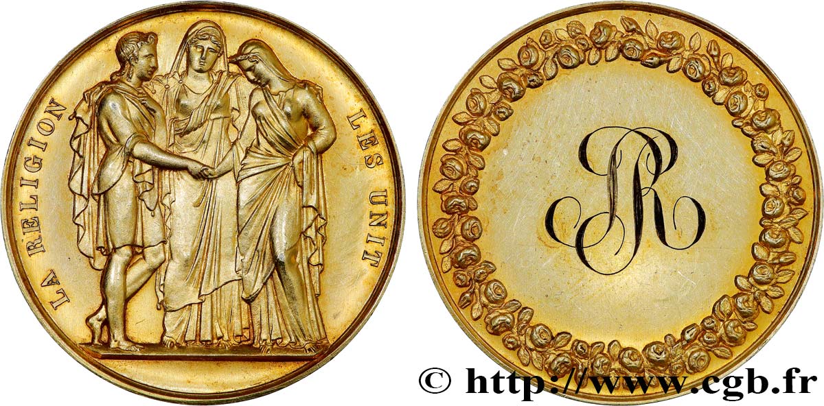 AMOUR ET MARIAGE Médaille de mariage, La Religion les unit AU