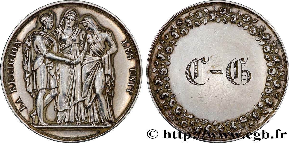 AMOUR ET MARIAGE Médaille de mariage, La Religion les unit TTB