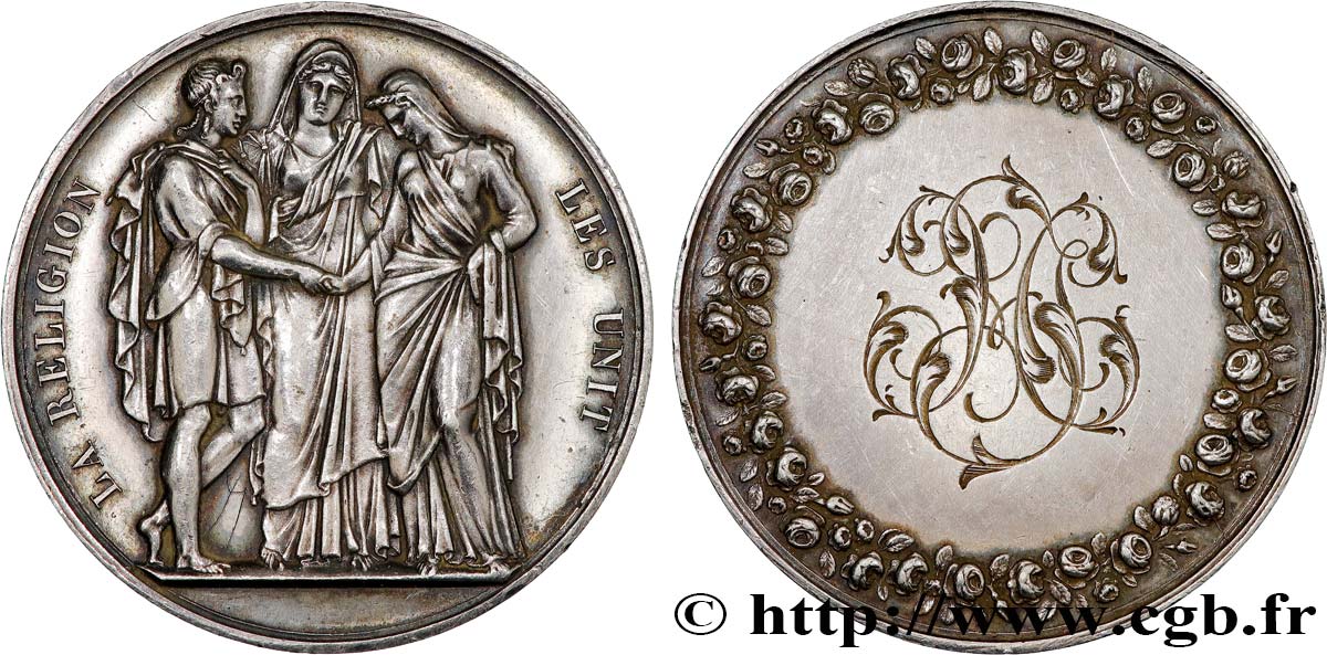 AMOUR ET MARIAGE Médaille de mariage, La Religion les unit TTB+