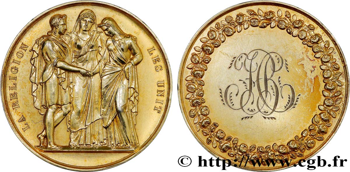AMOUR ET MARIAGE Médaille de mariage, La Religion les unit AU