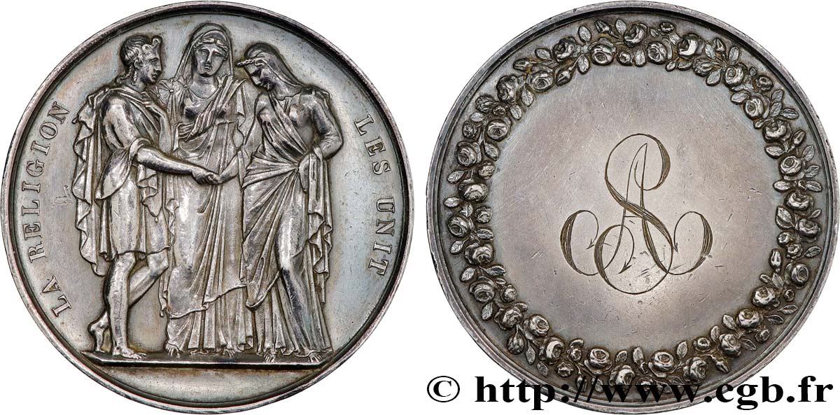 AMOUR ET MARIAGE Médaille de mariage, La Religion les unit AU