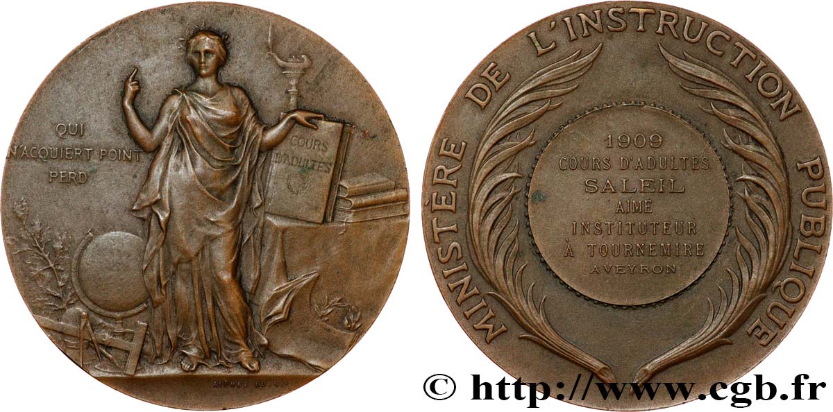 TERCERA REPUBLICA FRANCESA Médaille, Cours d’adultes MBC+