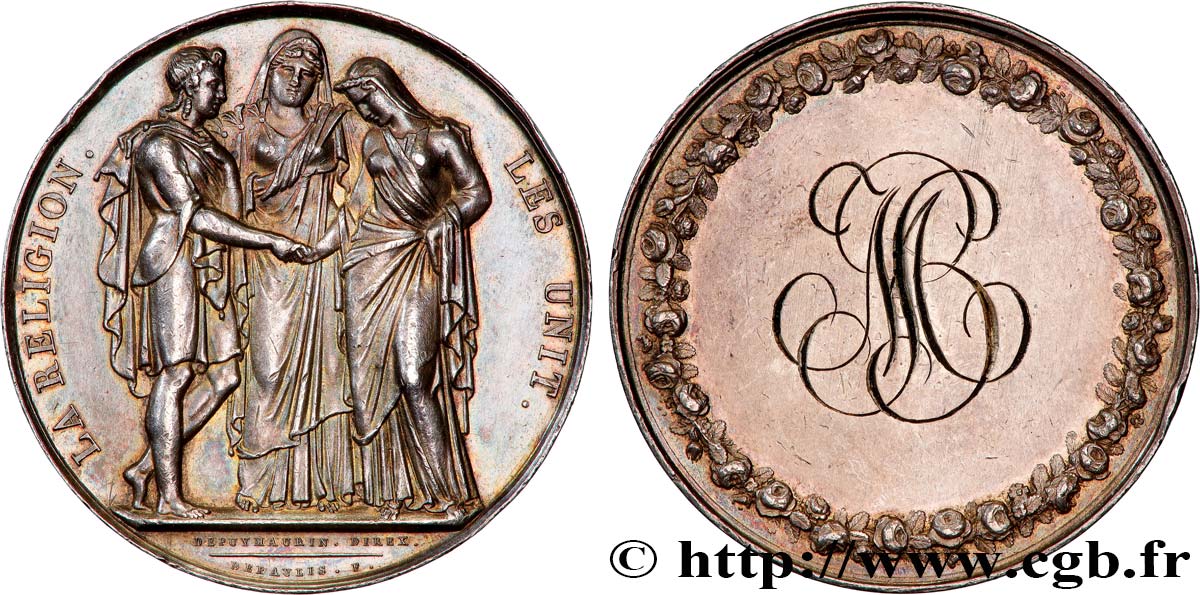 AMOUR ET MARIAGE Médaille de mariage, La Religion les unit TTB+