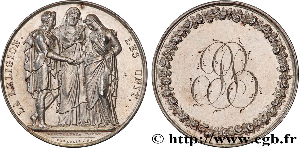 AMOUR ET MARIAGE Médaille de mariage, La Religion les unit q.SPL