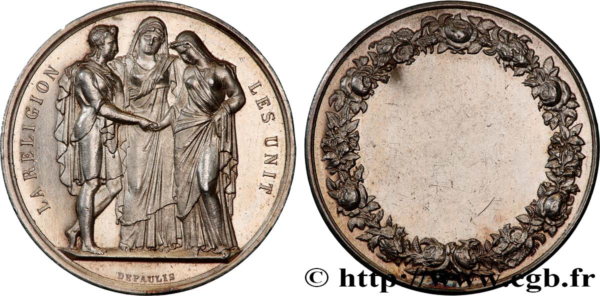 AMOUR ET MARIAGE Médaille de mariage, La Religion les unit AU